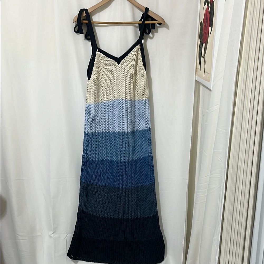 Zara Limited Edition Knit Blue Stripe Dress a321